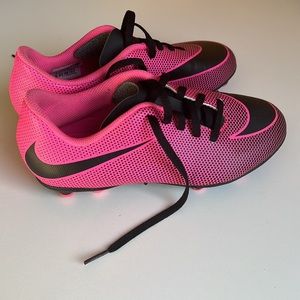 Pink Nike soccer shoes